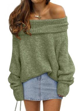 Oversized Off-The-Shoulder Sweater Top for Fall - Trendy Going Out Style